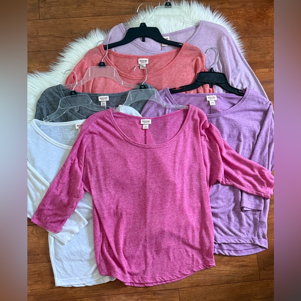Mossimo Supply Co. 3/4 Sleeve Lightweight Scoop Neck Tops-Size M-Bundle of 6